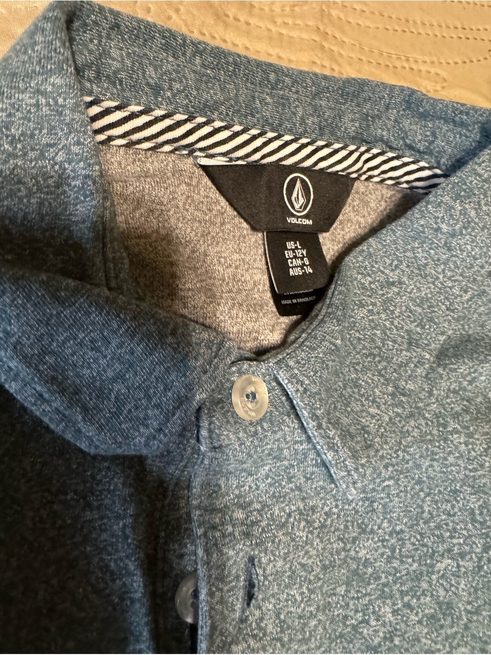 Volcom Men's Blue Heather Polo with Contrast Trim